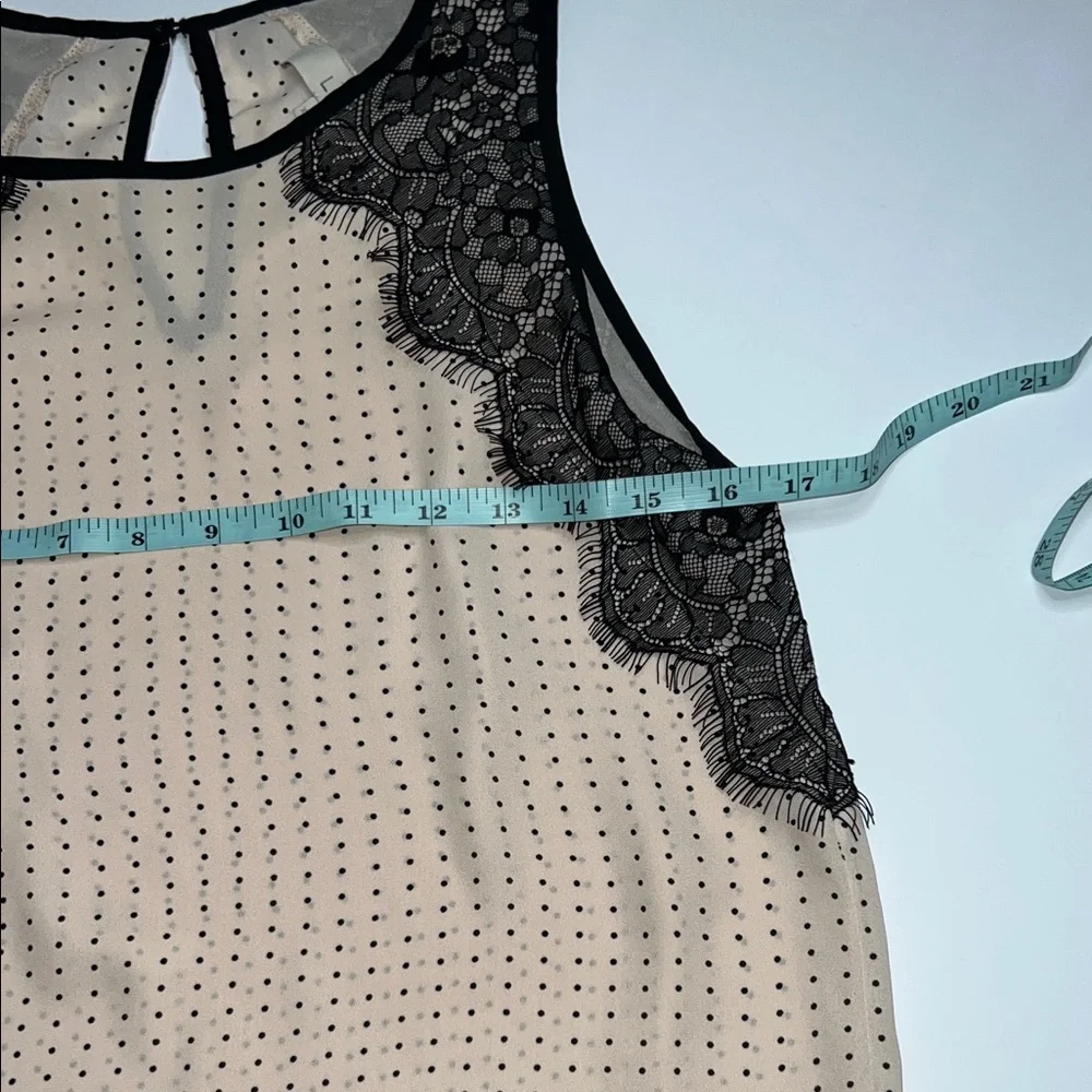 LOFT Black and Cream Polka Dot Lace Top - Picture 7 of 8
